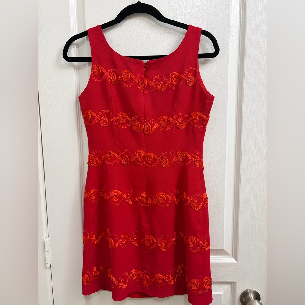 Red Embroidered Mini Dress - Picture 2 of 3